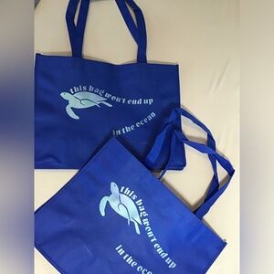 Blue and Light Blue ‘This bag won’t end up in the ocean’ Tote Bag
